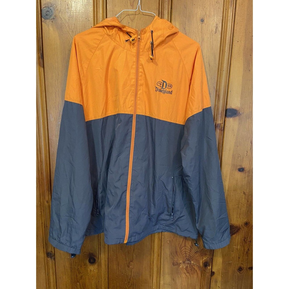 Walt Disney World Disneyland 1955 Hooded Light weight Jacket size XL Orange Gray